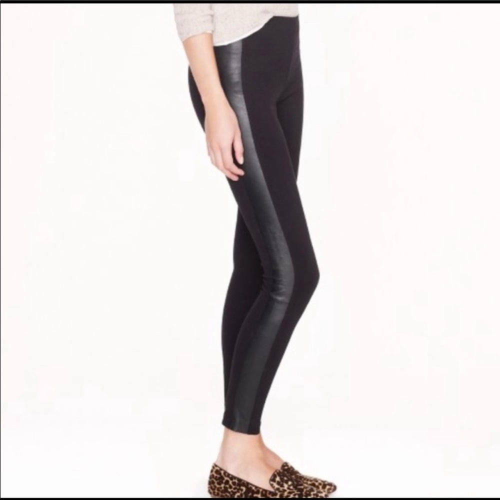 J.Crew Pixie pant with Leather Tuxedo Stripe